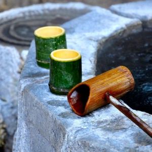 竹木的小器盛水，颇具中式风情